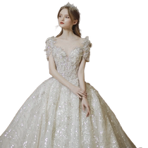 odelias Praise main wedding dress bride 2024 high-definition super heavy industry new bride goes out trailing to look slim