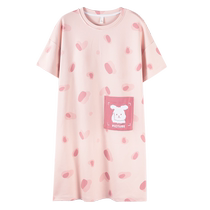 Summer pyjamas 2024 new pure cotton short sleeves slim summer sleeping skirt big code loose pregnant woman sweet and beautiful home clothes