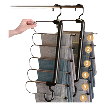 Folding trouser rack multi-functional multi-layer trouser hanger household seamless trouser clip wardrobe storage artifact trouser hanger 1822
