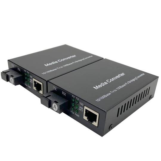 华杰恒讯 定制单模单纤光纤收发器百兆单模1光1电4电四光电转换器千兆htb-3100ab双纤光钎收发器 一对GS-03ab