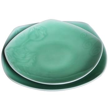 Oujiang longquan celadon peony chinese food fish dish dish plate