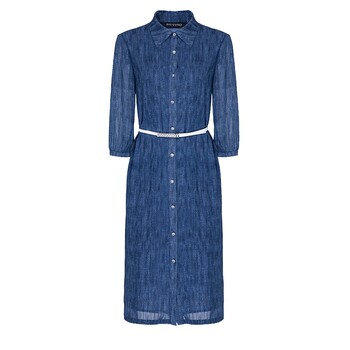 Martino's new blue three-quarter sleeve dress