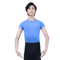 Kashiwawu dance clothes short-sleeved practice clothes boys round neck royal blue tights ballet mens T-shirt art test