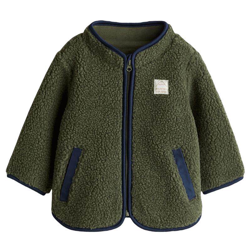 HM children's clothing baby girl coat winter fashion stand collar teddy velvet zipper cardigan coat 1239983