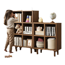 All solid wood bookshelf floor-to-ceiling storage rack wall-mounted lattice cabinet kindergarten bookcase living room home storage storage