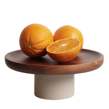 Cmyd terracotta wood side high-foot fruit nut snack plate