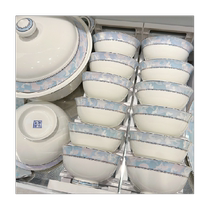 Light luxury dish set 2024 new style bone china household high-end housewarming Jingdezhen bowls and bowls ceramic tableware