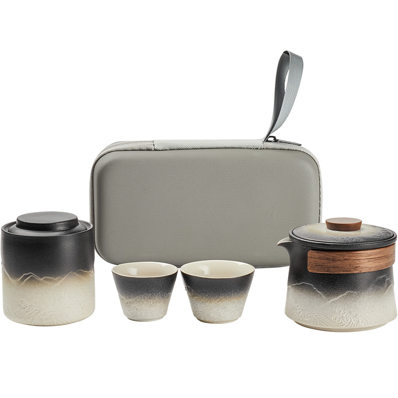 Yanhetang travel tea set portable one pot and two cups