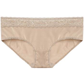 Eve's Temptation Sexy Lace Breathable Cotton Crotch Panties Women's Solid Colors Mid-waist Boxer Briefs