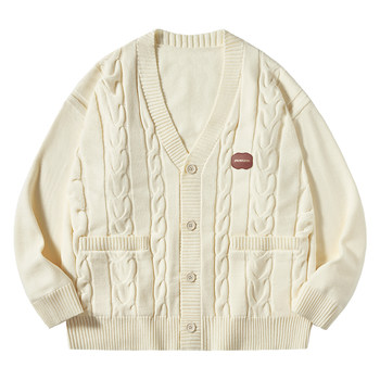 PSO ຍີ່ຫໍ້ hemp ຮູບແບບຄໍ V-neck cardigan sweater ຜູ້ຊາຍພາກຮຽນ spring ແລະດູໃບໄມ້ລົ່ນ sweater ວ່າງ sweater ເສື້ອຄູ່ sweater