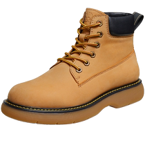 Camel 2024 Autumn New High Top Rhubarb Boots Genuine Leather Outdoor Leisure Trendy Anti-wear and Wear-Resistant Martin Boots for Men