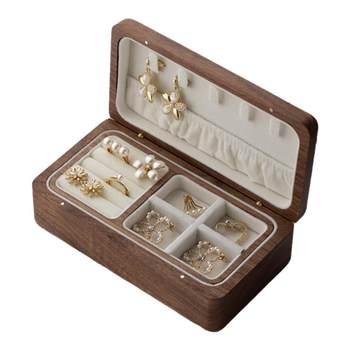 Black walnut solid wood jewelry box double-layer jewelry storage box