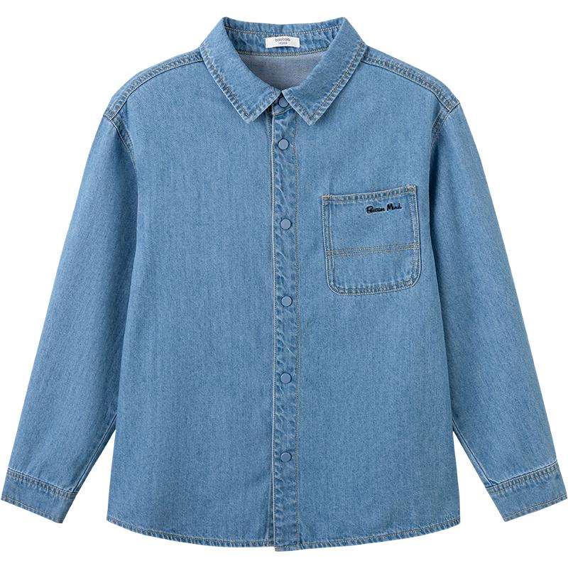 Balabala boys denim shirt pure cotton shirt autumn