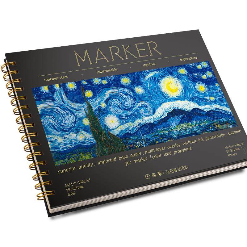 Special thickened drawing book for marker pen, non-transparent