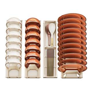 束丰厨房碗碟置物架沥水篮碗架碗柜内抽屉内置盘子筷勺放碗收纳架