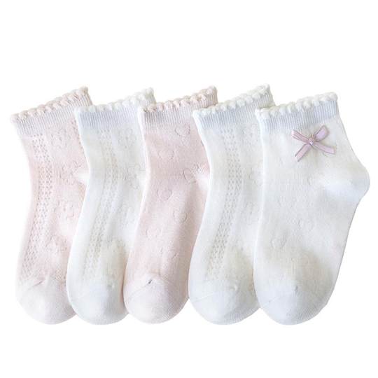 女童袜子儿童夏季薄款宝宝纯白色公主网眼棉袜女孩A类抗菌中筒袜