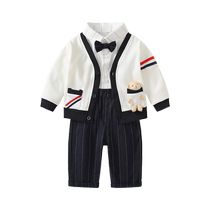 Fan Hunting Boy Autumn Winter Clothing Suit Gentleman Handsome age Baby gown Grabbing Zhou Banquet Childrens Back With Pants Three Sets