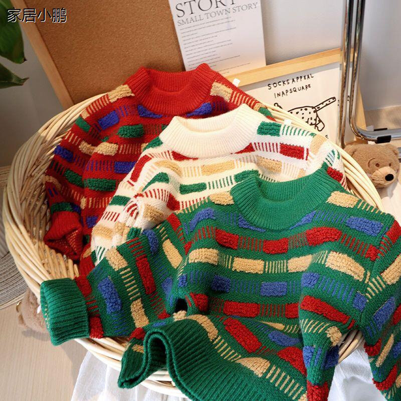 Christmas Clothes Boy Winter Treasure Sweater Thicken Winter Daughter's Baby Hood Goat Hair Sweatshirt Small Autumn Fitted-Taobao