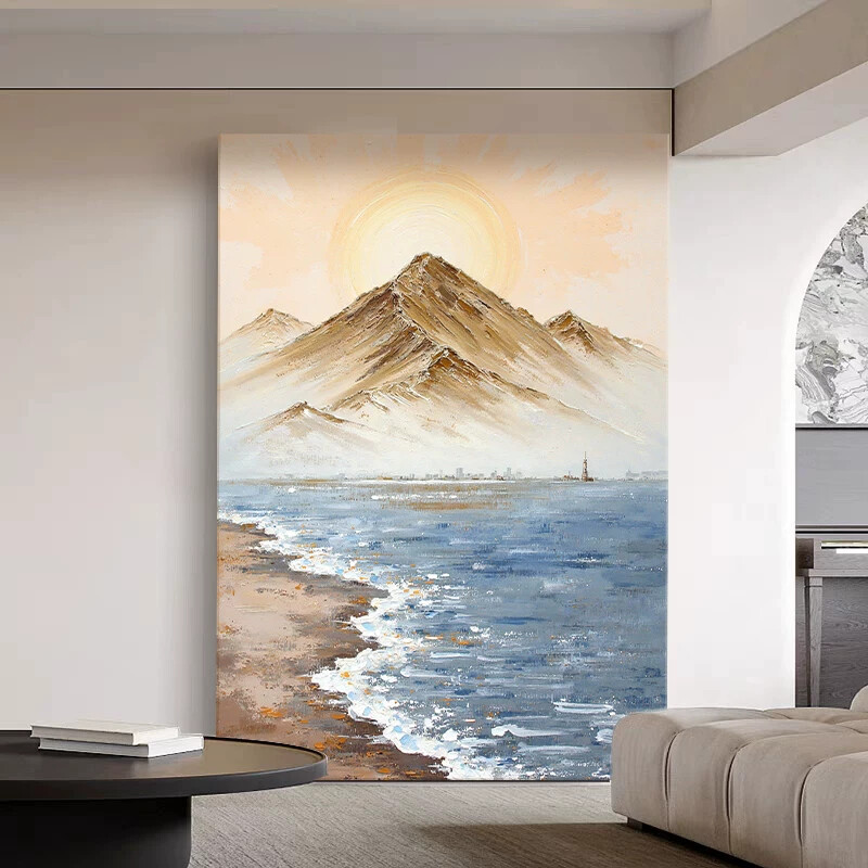 Italian-Style Minimalist Living Room, Bedroom, Study Room Hanging Painting, Hand-Painted Oil Painting of Sea Sunrise, Decorative Painting Facing the Door, Entrance Hall, and Hallway Italian-Style Minimalist Living Room, Bedroom, Study Room Hanging Painting, Hand-Painted Oil Painting of Sea Sunrise, Decorative Painting Facing the Door, Entrance Hall, and Hallway