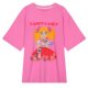 Luoluojie Pink Loose Cartoon Print T-Shirt ສໍາລັບແມ່ຍິງ