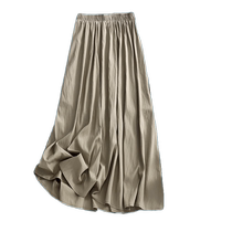 Light and breathable skirt for women summer high waist drape covering crotch A-line skirt casual elastic waist mid-length large hem skirt