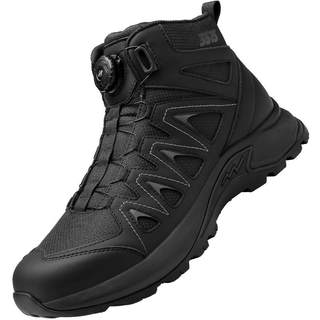 Qiangren 3515 high-top shoes men's outdoor hiking shoes puncture-proof tactical shoes automatic buckle black training shoes commuting