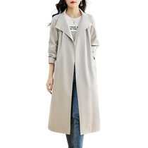 Wind coat jacket woman mid length style 2024 spring autumn new advanced senses small temperament Korean version casual big card jacket