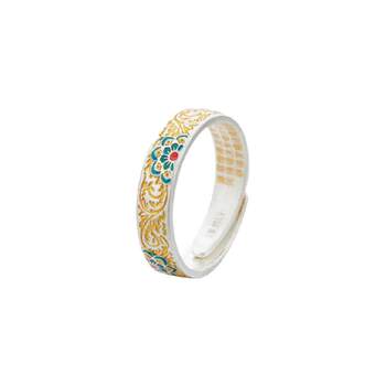 Shunqin yinlou pure silver new chinese style baoxianghua ring