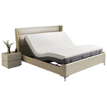 Quanyou Home Italian Minimalist Light Luxurious Leather Bed Bedroom 1.8 Meters First Layer Cowhide Soft Cover Double King Bed 116021