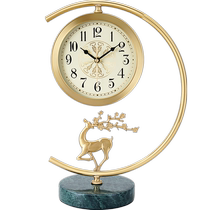 Living room clock table clock European style home creative counter brass decorative clock sitting table light luxury metal quartz table clock