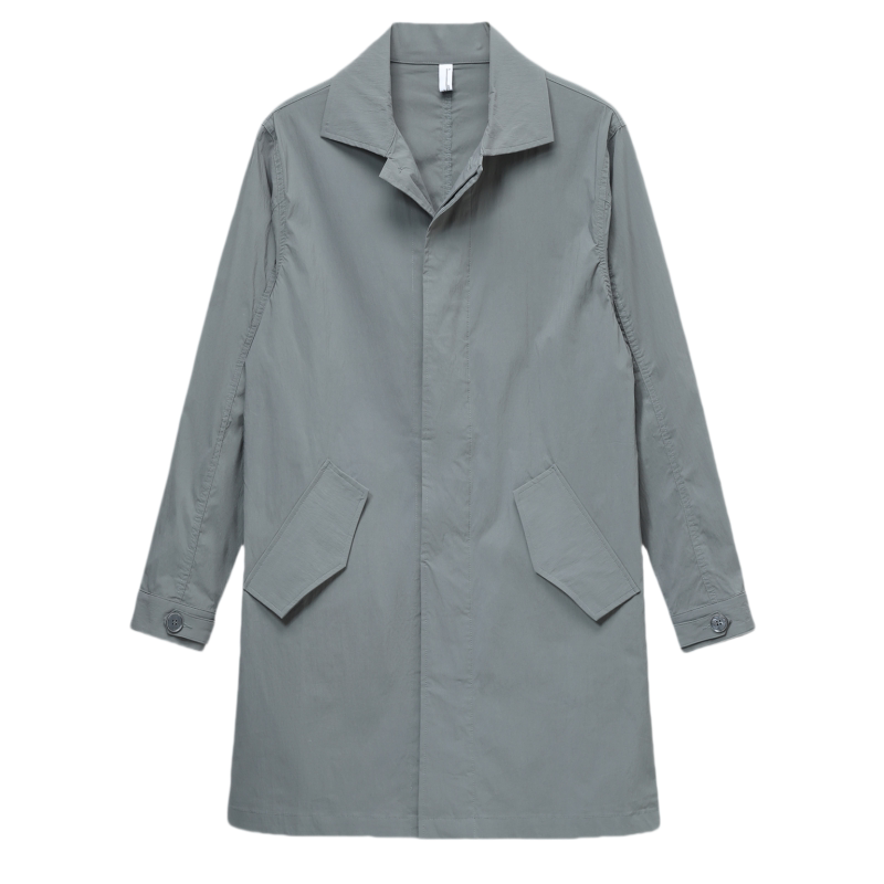 Spring thin single layer men's windbreaker Japanese mid-length lapel jacket for men solid color casual retro fashion