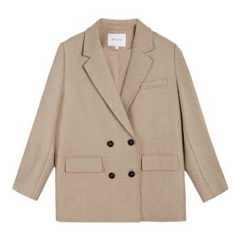 Mulvan black suit wool jacket for women short autumn and winter loose slim double-breasted tweed coat