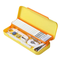 New double-layer pencil box solid color stationery box for girls primary school students cute large capacity cream glue stationery pencil box simple