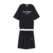 Turn Signal trendy brand pure cotton T-shirt shorts two-piece set for women summer 2024 new casual sports suit summer