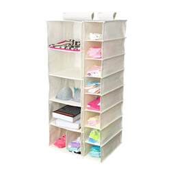 Wardrobe Hanging Storage Bag for Clothes and Underwear, Multi-Layer Drawer-Style Canvas Fabric Dormitory Hanging Closet for Home Use
