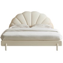Quanyou Home Petal Bed Modern Simple Storage Solid Wood Feet Master Bedroom King Bed Soft Package 1.5 Meters Single Bed 129315
