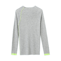 Amii grey Gray series sweater 2024 spring new half high collar Coloured cuffs with wool to fix the undershirt