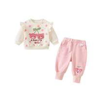 Girls clothing suit Spring dress 2024 new children foreign air trendy baby clothes baby Two sets of spring and autumn