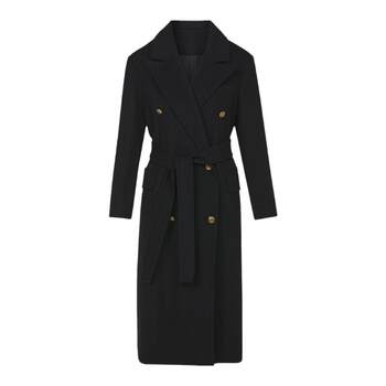 【王楚然同款】朗姿羊毛高级感长款气质大衣通勤修身毛呢外套冬季