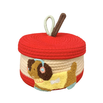 Cute apple puppy cotton thread woven storage basket