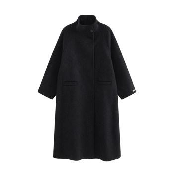Adan 费城立领双面呢大衣2025冬季复古宽松设计感羊毛长款外套女