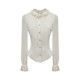 Lazy Didi French classic versatile layered high collar lace shirt palace stand collar slim design top