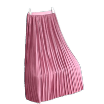 Pleated skirt womens summer new style high-waisted slimming A-line skirt elastic waist mid-length elegant pleated skirt