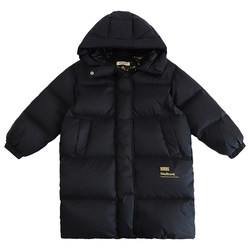 Girls' down jacket long winter 2023 new medium and large children's DuPont three-proof black gold lock thermal insulation thickened jacket