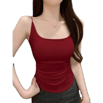 Anchor red camisole for women with breast pads sexy pure lust style low collar low cut hot girl top yoga vest