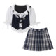 Preppy style ປອມ vest ສອງສິ້ນ, ເສື້ອແລະຊຸດກະໂປງ