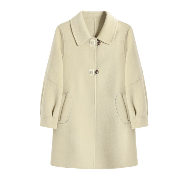 Shengcai sheep wool double-sided woolen mid-length simple woolen wool