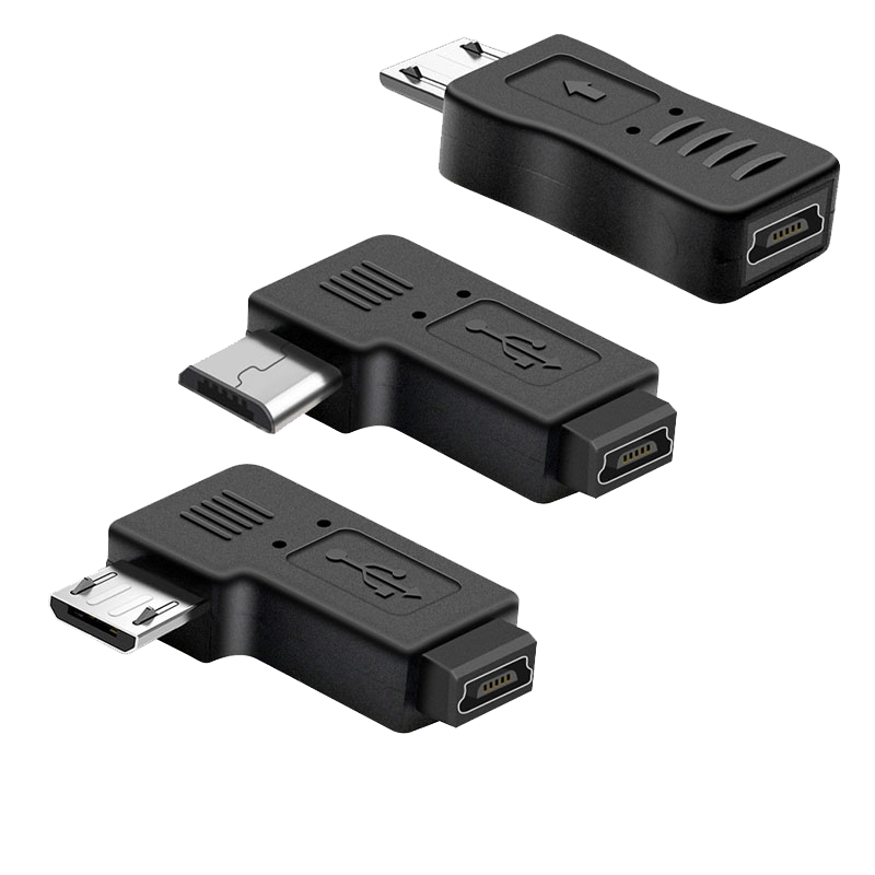 mini USB母转micro USB公转接头T型口转安卓数据线接口90度左右弯 车载导航适用于360行车记录仪电源线转换头