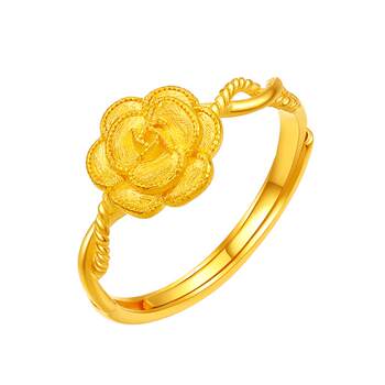 Saphire gold ring women's football gold rose ancient gold ring live mouth adjustable gift new year gift