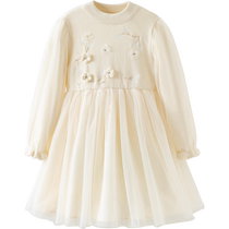 David Bella medium and large childrens dress girls fashionable mesh skirt 2024 autumn new childrens splicing skirt